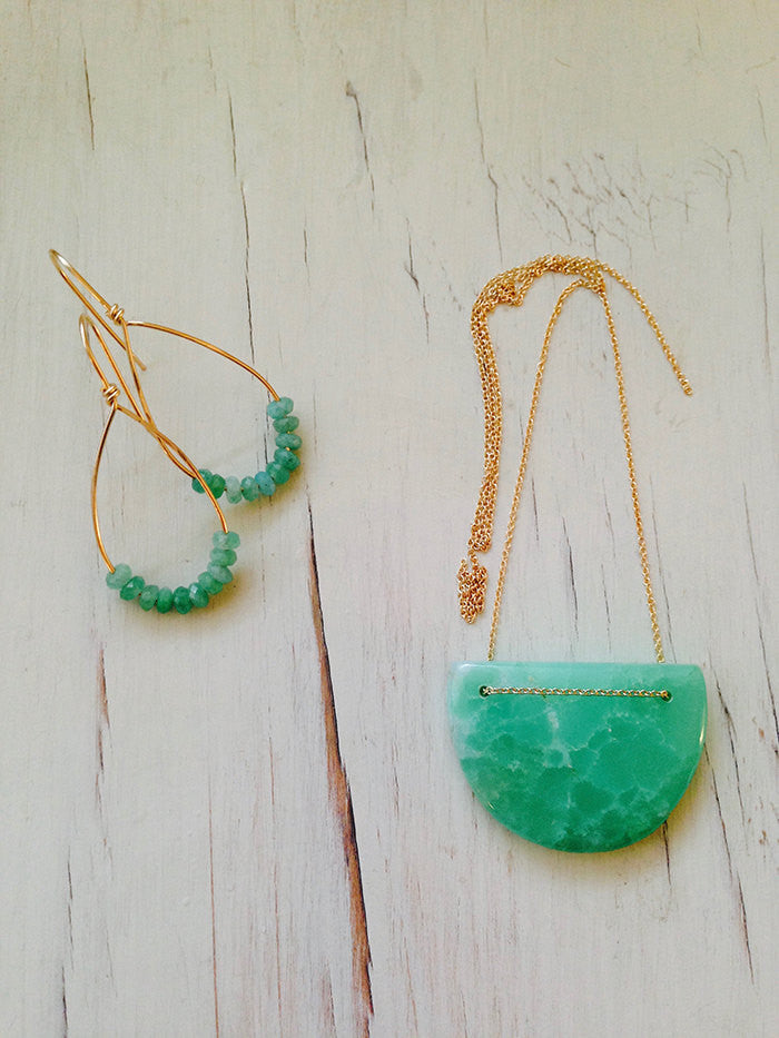 Chrysoprase Tear Earrings
