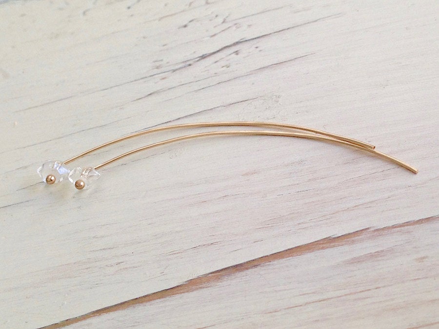 Herkimer Diamond Stud Arc Earring