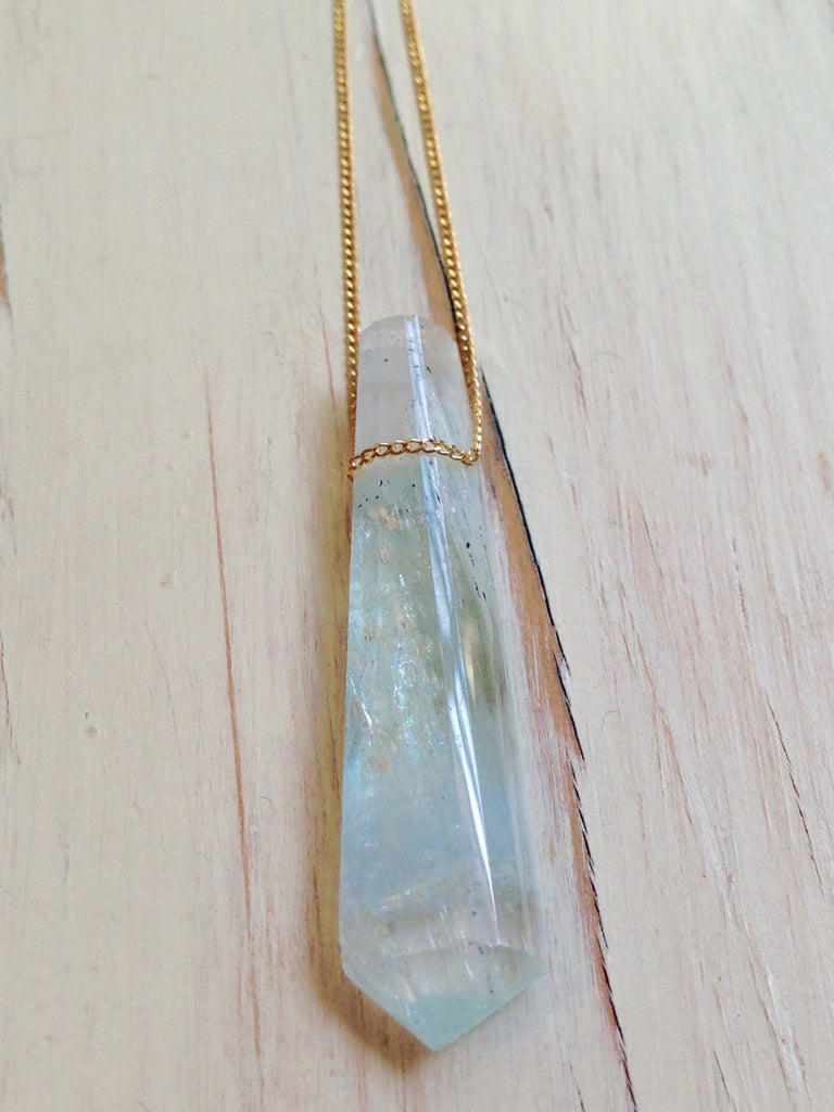 Aquamarine Crystal Pendant Necklace