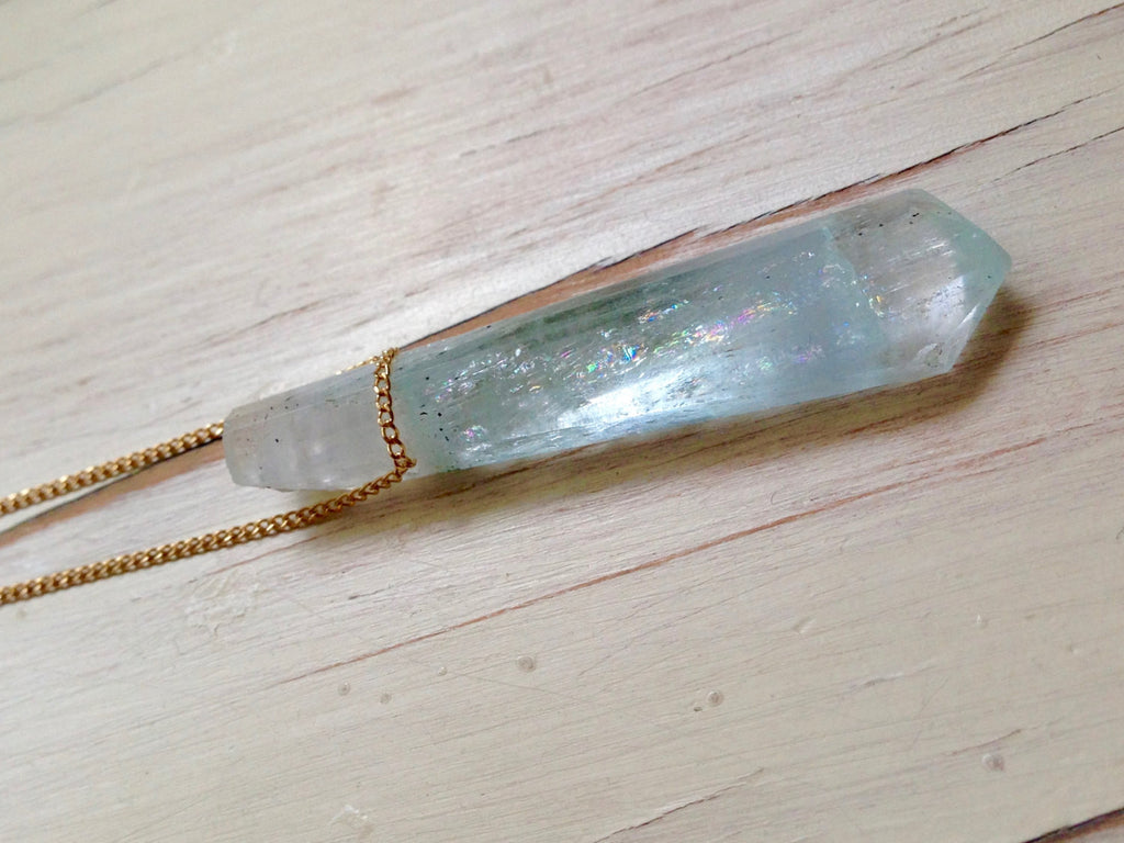 Aquamarine Crystal Pendant Necklace