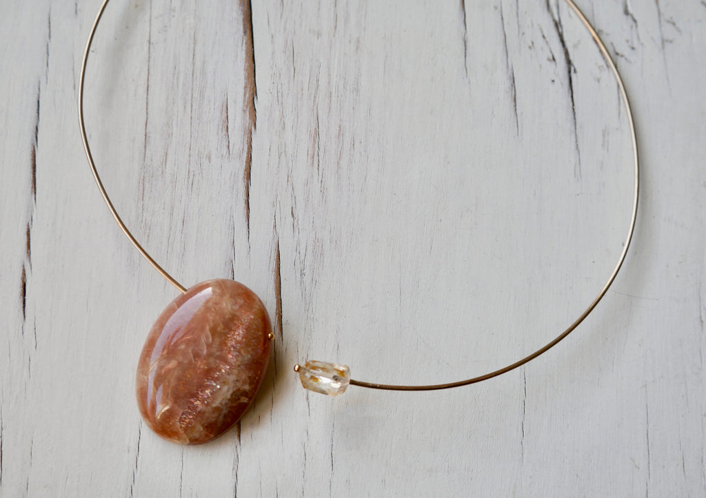 Sunstone Moonstone Pendant Choker