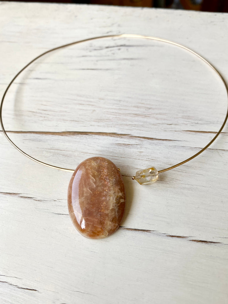Sunstone Moonstone Pendant Choker