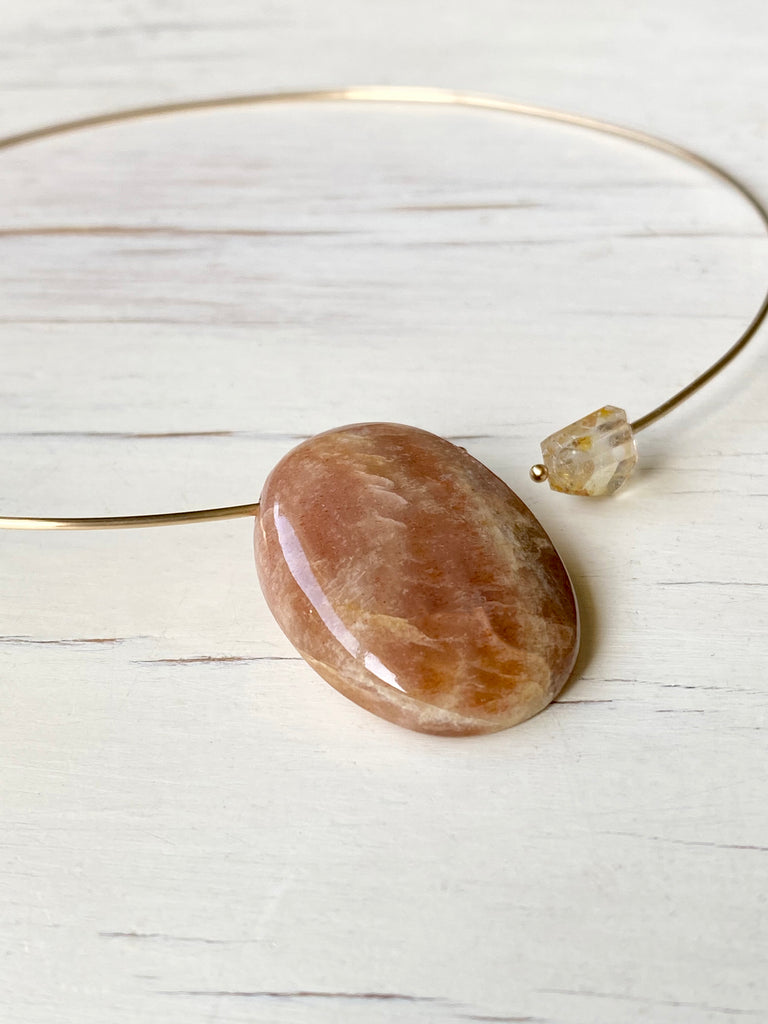 Sunstone Moonstone Pendant Choker
