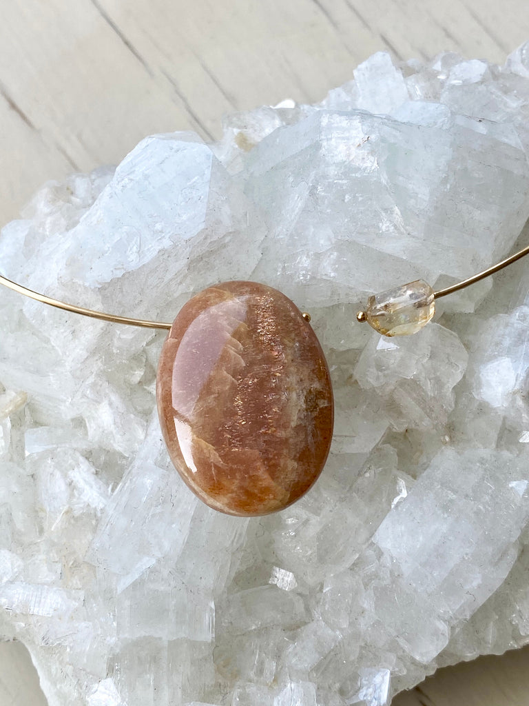 Sunstone Moonstone Pendant Choker