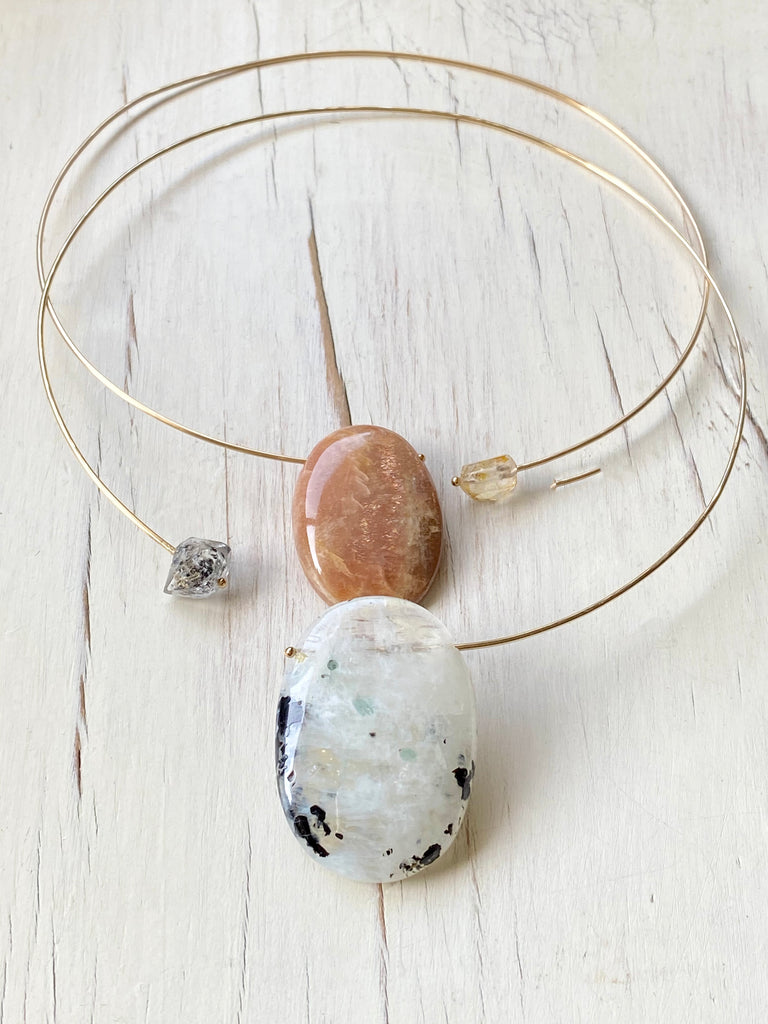 Sunstone Moonstone Pendant Choker