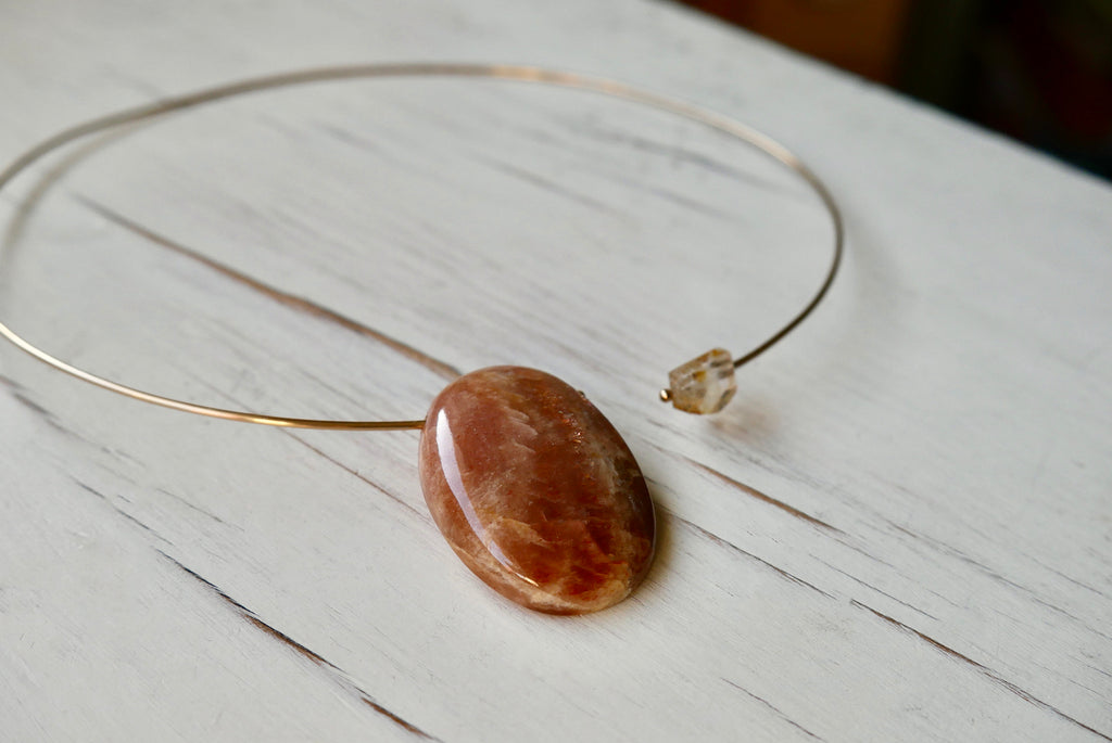 Sunstone Moonstone Pendant Choker