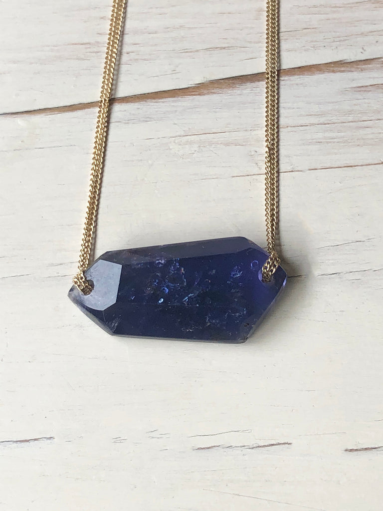 Gemstone Geometric Bar Necklace