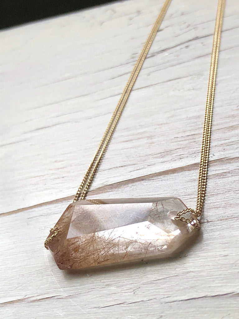 Gemstone Geometric Bar Necklace