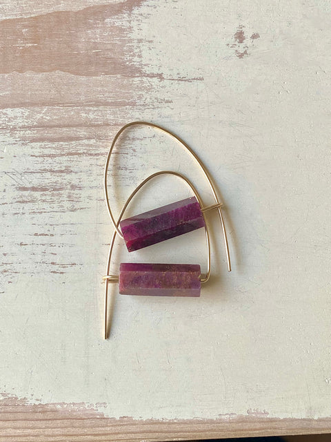 Ruby Arc Bar Hoop Earring