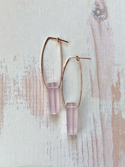 Rose Quartz Oblong Hoop