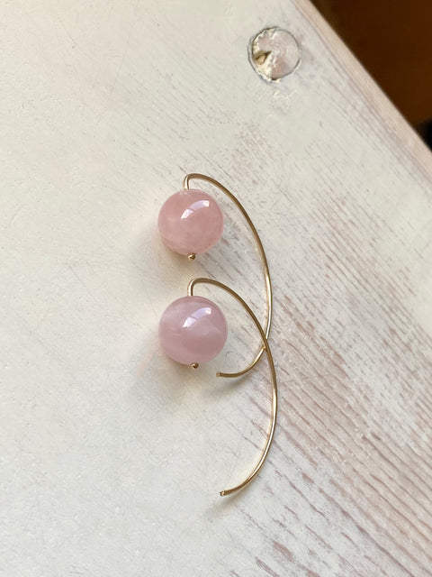 Rose Quartz Ball Hoops