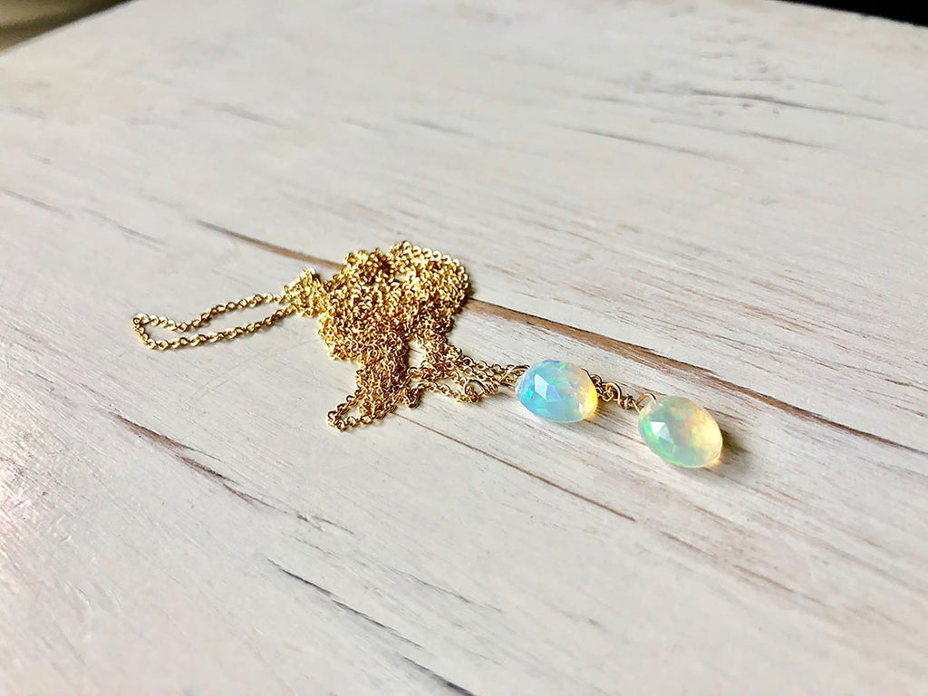 Delicate Welo Opal Necklace