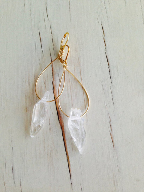 Faden Quartz Tear Hoop Earrings