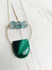 Malachite Vintage Aqua Glass Statement Necklace
