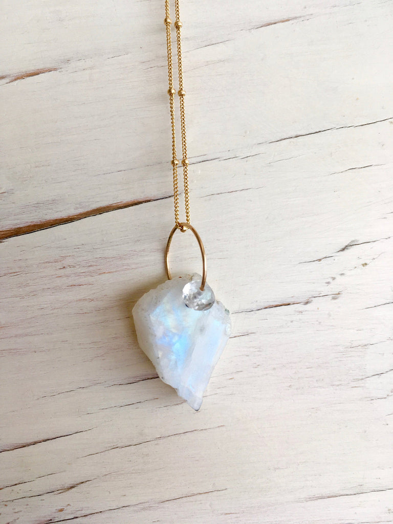 Raw Necklace Moonstone Pendant Necklace