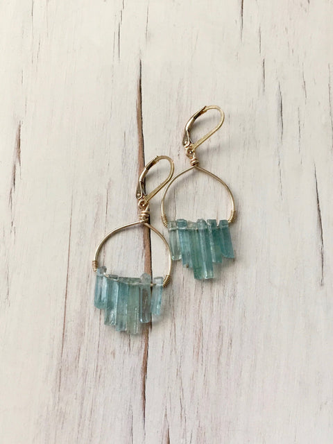 Aquamarine Raw Shard Earrings