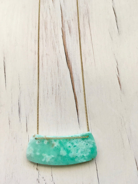 Chrysoprase Curved Bar Necklace