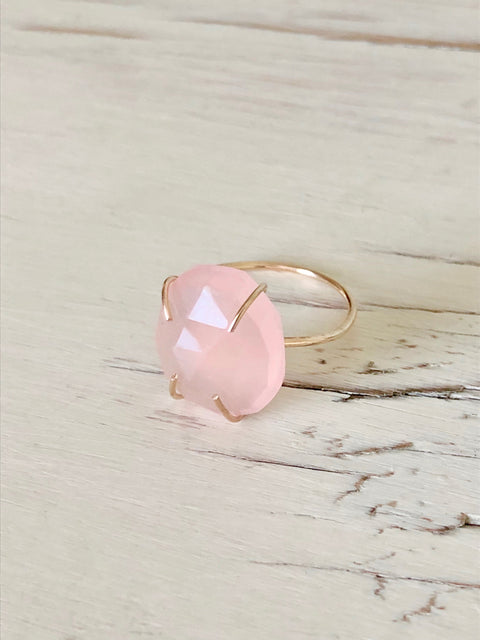 Rose Quartz Slice Ring
