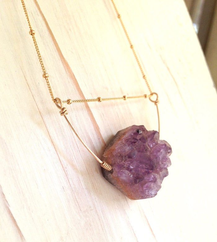 Amethyst Raw Cluster Necklace