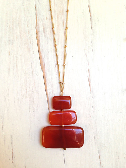 Carnelian Slab Contemporary Necklace