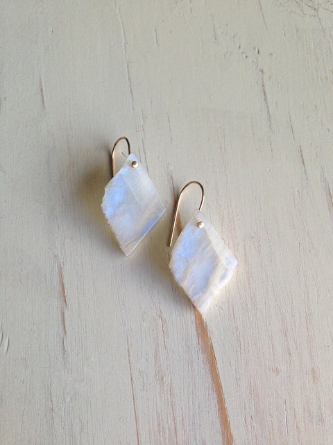 Moonstone Raw Slice Earrings