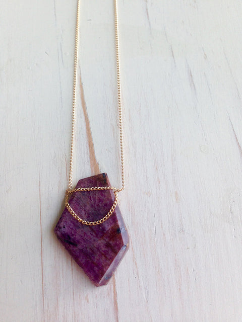 Ruby Gold Drape Necklace